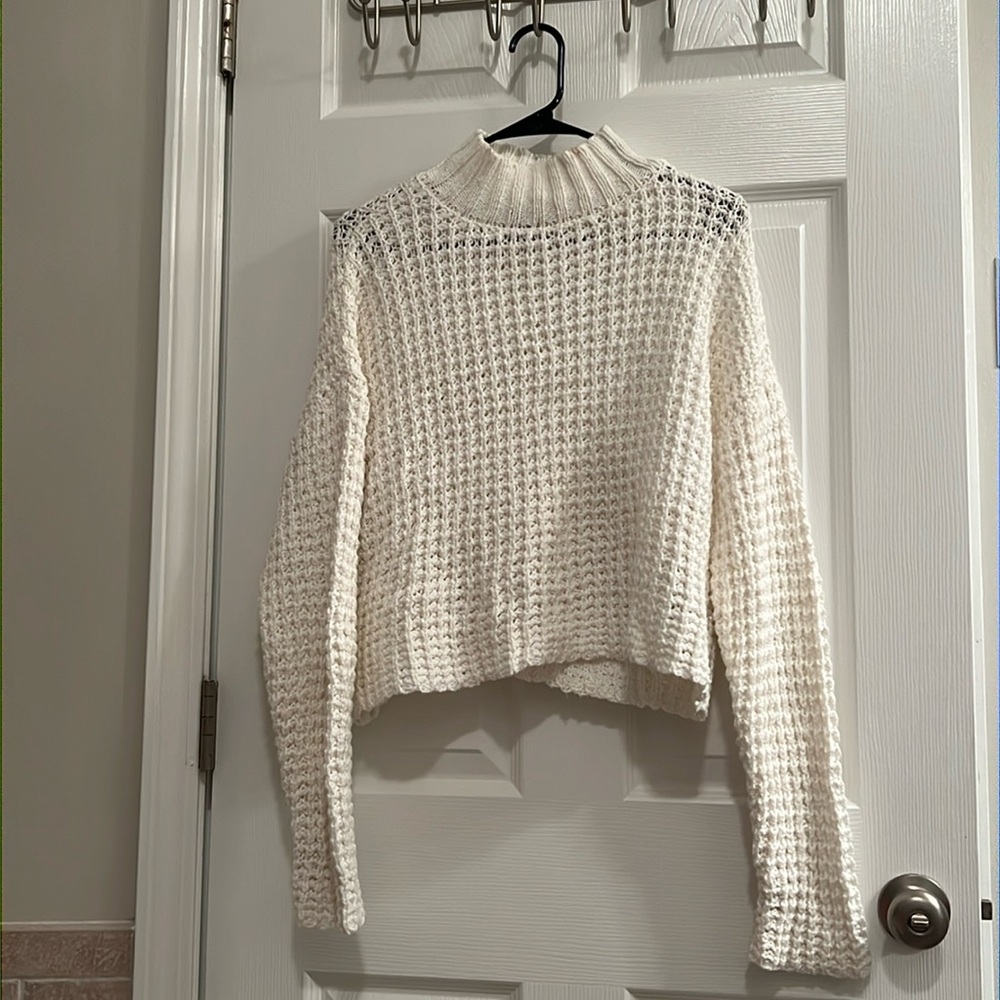 Cream collared cable knit sweater